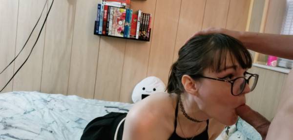 Nerdy teen girl fucked from behind