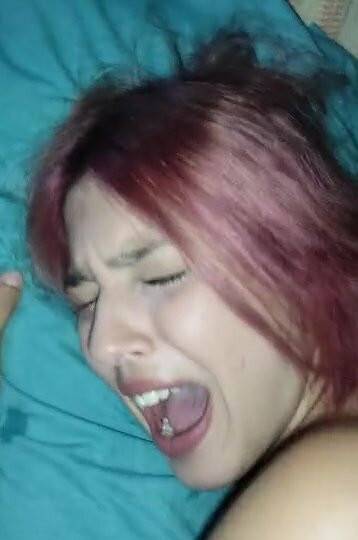 Painful fuck and creampie at night for a skinny little student